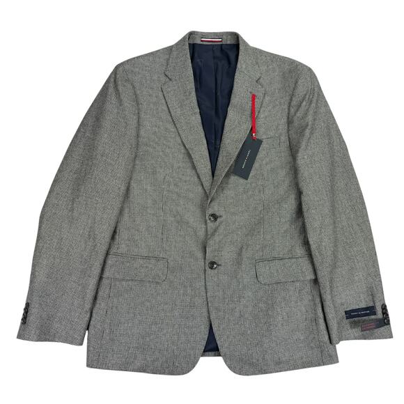 Tommy Hilfiger Mens Houndstooth Wool Modern Fit Suit Jacket Black White 42R - Picture 1 of 5